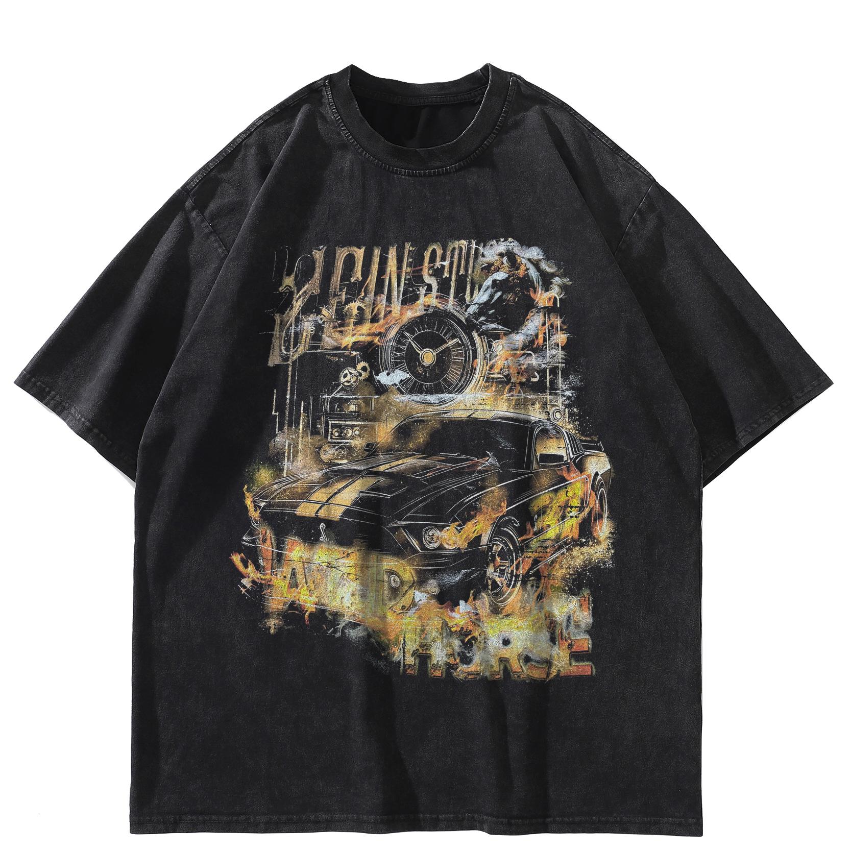 

Футболка с рисунком автомобиля в уличном стиле, хлопковая черная футболка, топы унисекс, футболки, летние футболки с короткими рукавами XXL чёрный
