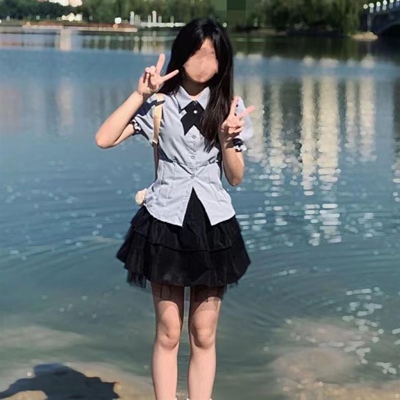 2024 Sommer Petite Damen Super Fee Puffrock & Kurzarm JK Uniformhemd