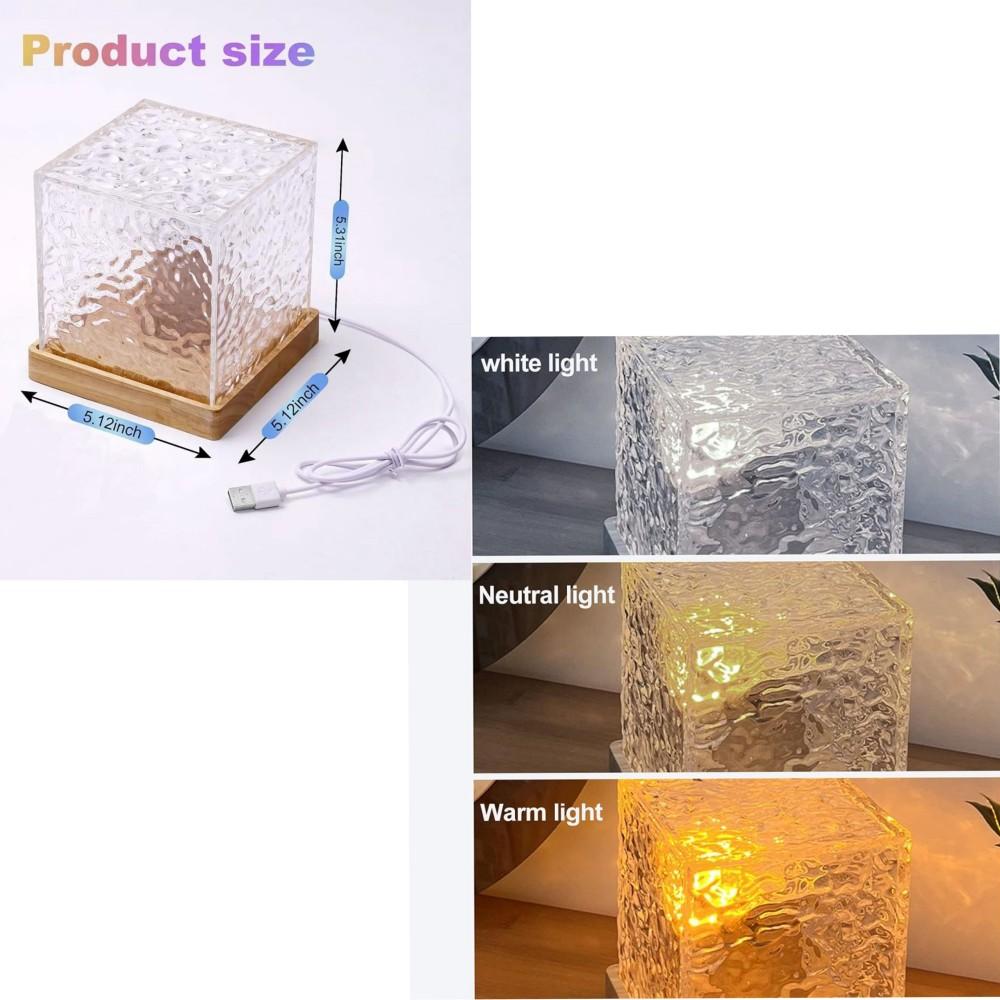 

Stained Glass Lamp Dynamic Rotating Water Ripple Projector Night Light Flame Crystal Lamp Room Study Bedroom Bedside Decor Gifts