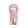 Kids Hat with Face Guard Scarf Plush Inner Lining Solid Color Bear Shape Warm Windproof Knit Hat Autumn Winter Outdoor Wear