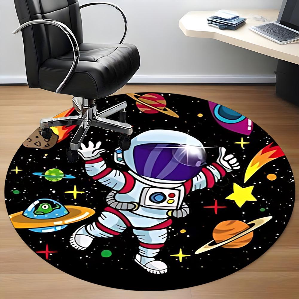1pc Astronaut Galaxy Office Round Area Rug, Under Office Chairs Bedroom Living Room Home Decor, Room Deco