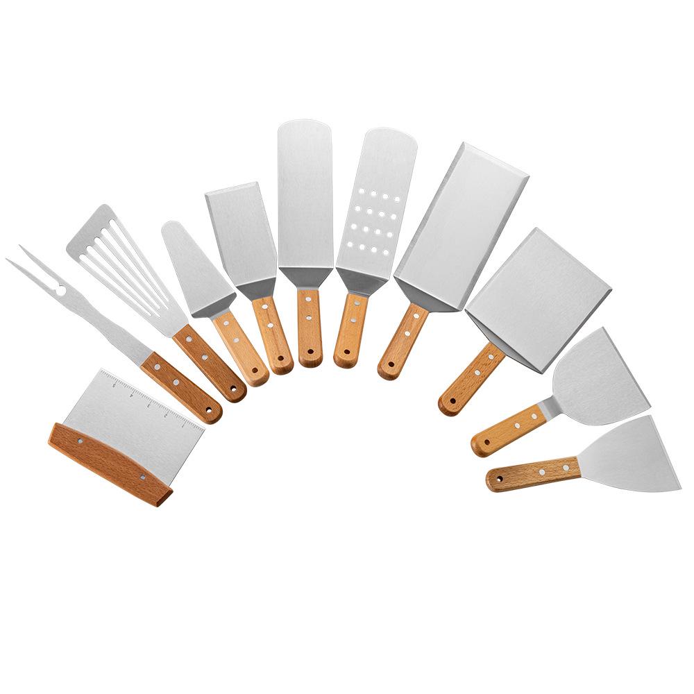 Stainless Steel Teppanyaki Spatula & Scraper Blade for Stir-fry and Jianbing
