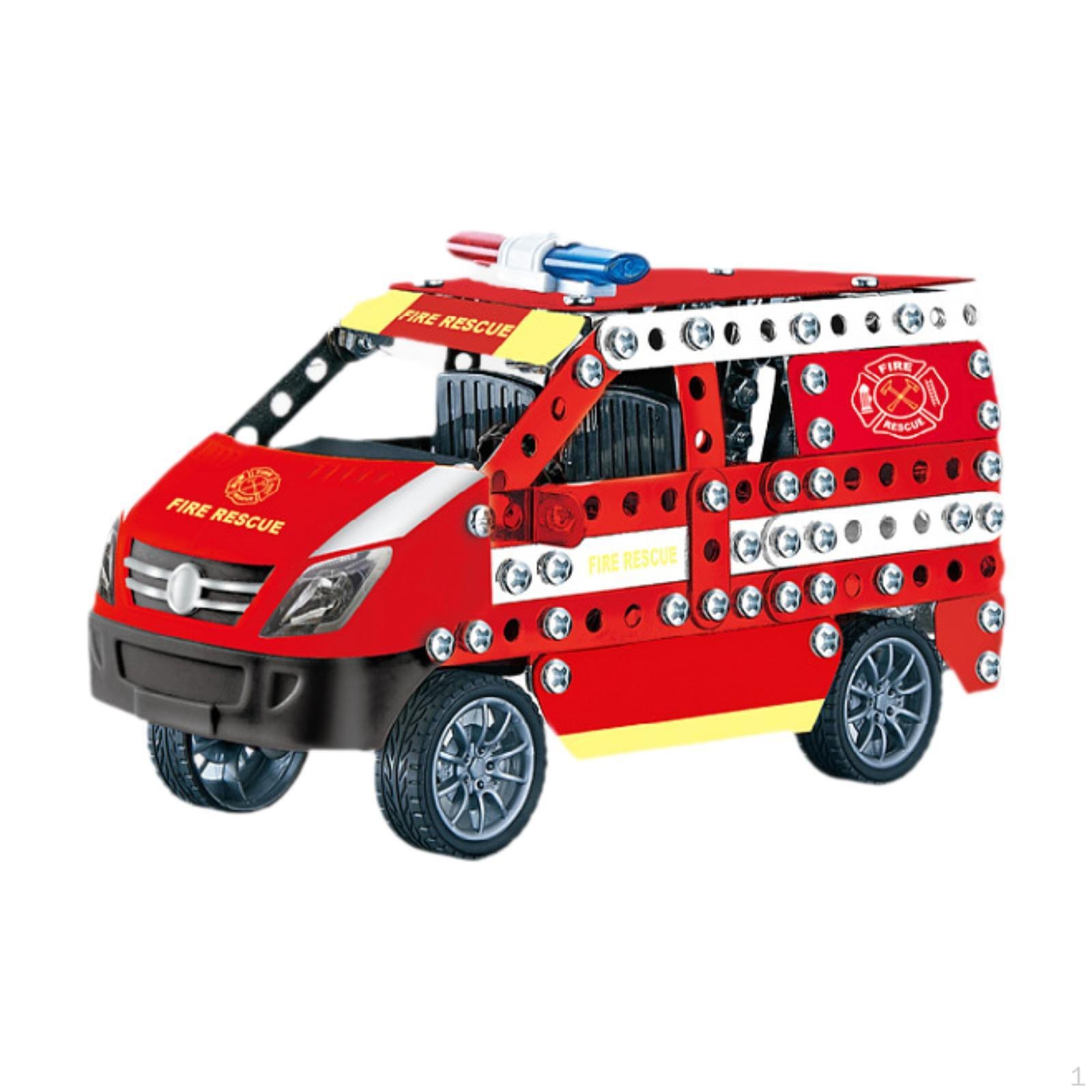 

Сборные наборы моделей автомобилей, игрушки, сборка зданий, металлические транспортные средства, игрушки-стропы Fire truck