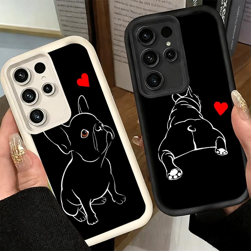 Phone Case for Samsung Galaxy S26 S25 Ultra S24 FE French Bulldog Black Desgin Shell S23 Plus S22 + S21 S20 5G Soft Silicone Fun