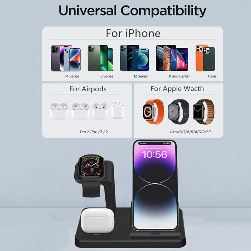 3 In 1 Wireless Ladegerät Stehen Dock Für Apple Uhr 9 8 Airpods Pro Mehrere Geräte Schnelle Ladestation Für IPhone 14 13 12 11