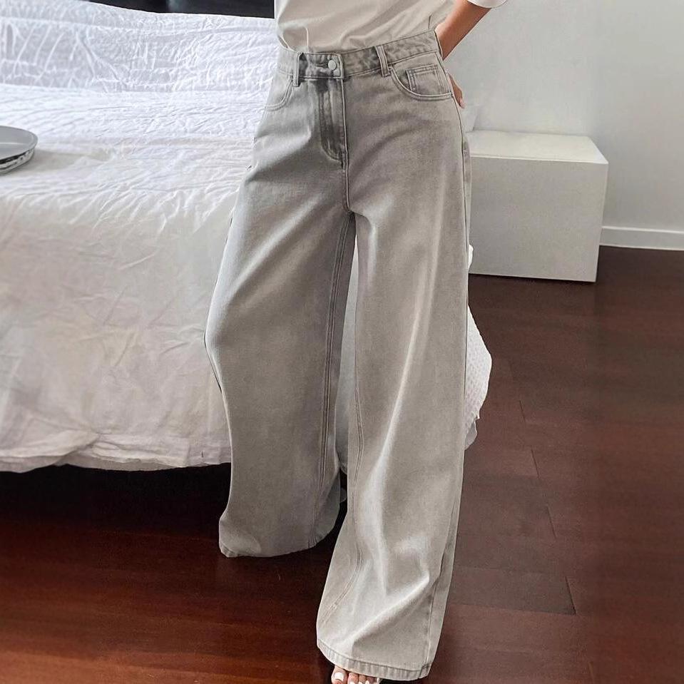 High Waist Straight Jeans Damen Locker Lässig Denim Hose Tägliche Straßenhose