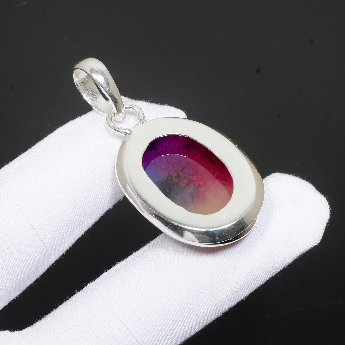 Радужный солнечный кварцевый драгоценный камень ручной работы Стерлинговое серебро 925 — фото 2