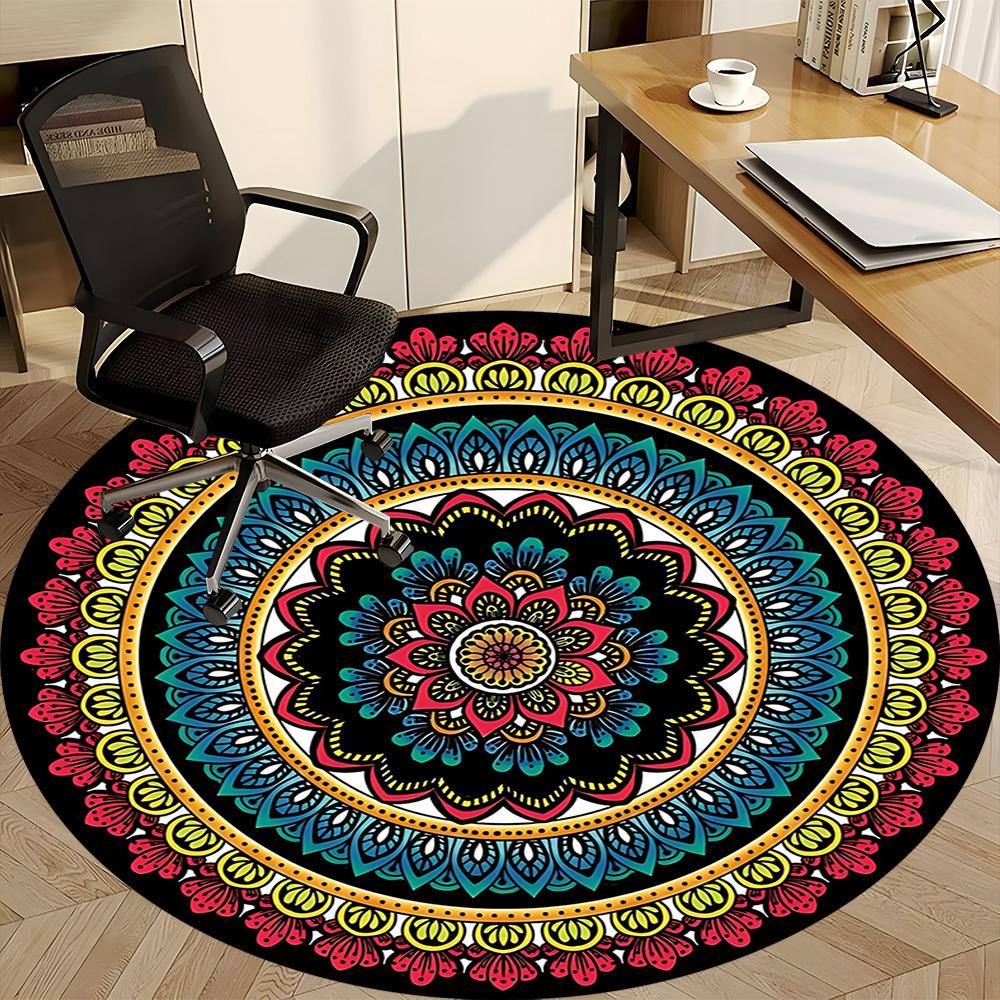 1PC Mandala Pattern Chair Carpet for Office, Indoor Non-Slip Washable Carpet, Soft Comfortable Mat For Office Room yy250930316