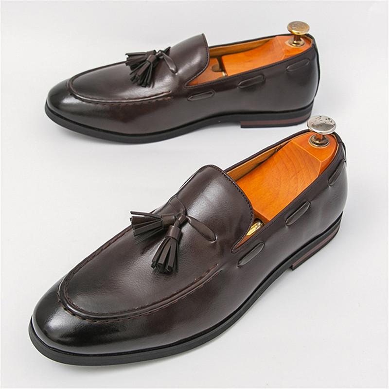 

Новые Роскошные Дизайнерские Мужские Остроносые Туфли с Кисточками Свадебные Туфли для Вождения Мужские Лоферы Слипоны Формальная Обувь Zapatos Hombre 38