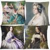 Pintura a Óleo Rainha Vitória Capas de Almofada Estilo Vintage Europeu Mulher Senhora Duquesa em Traje de Corte Capa de Almofada Artística