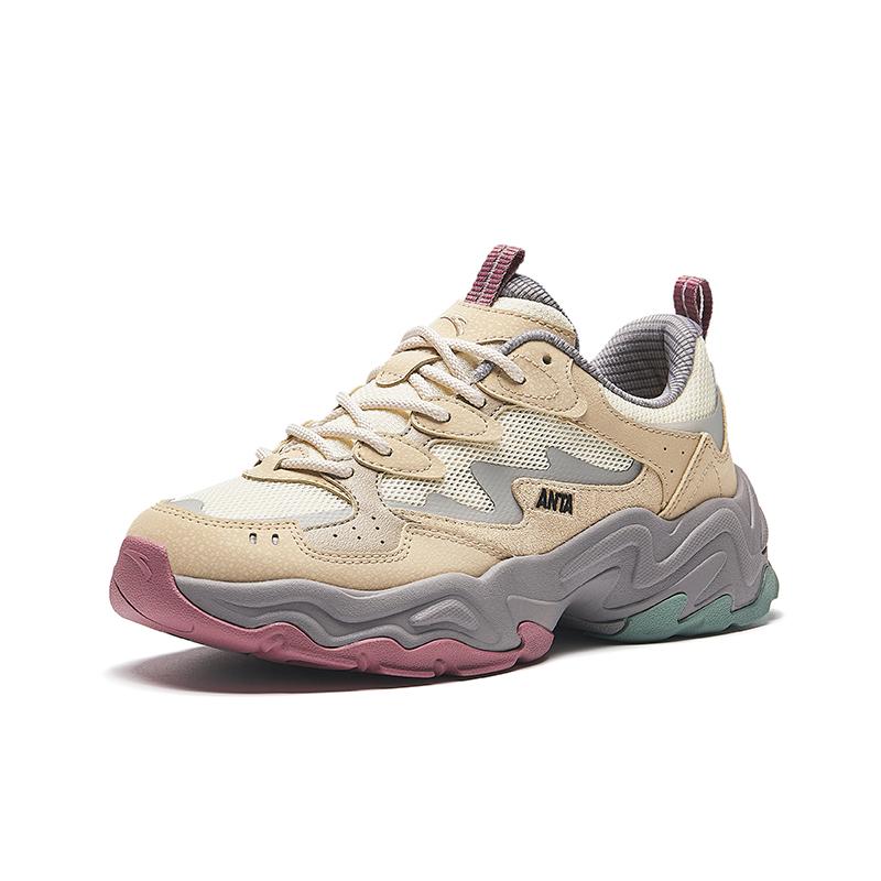 Anta Meteor Comfortable Versatile Shock Absorbing Non-Slip Low-Top Casual Shoes Women Casual Shoes Beige Brown Gray 122438855-5