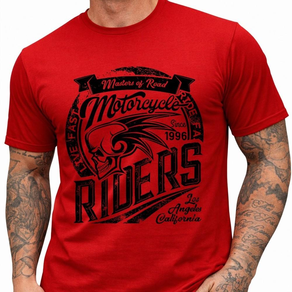 Motorcycle T Shirt Riders Skull Helmet Graphic Tee Biker Club Vintage Motorbike S