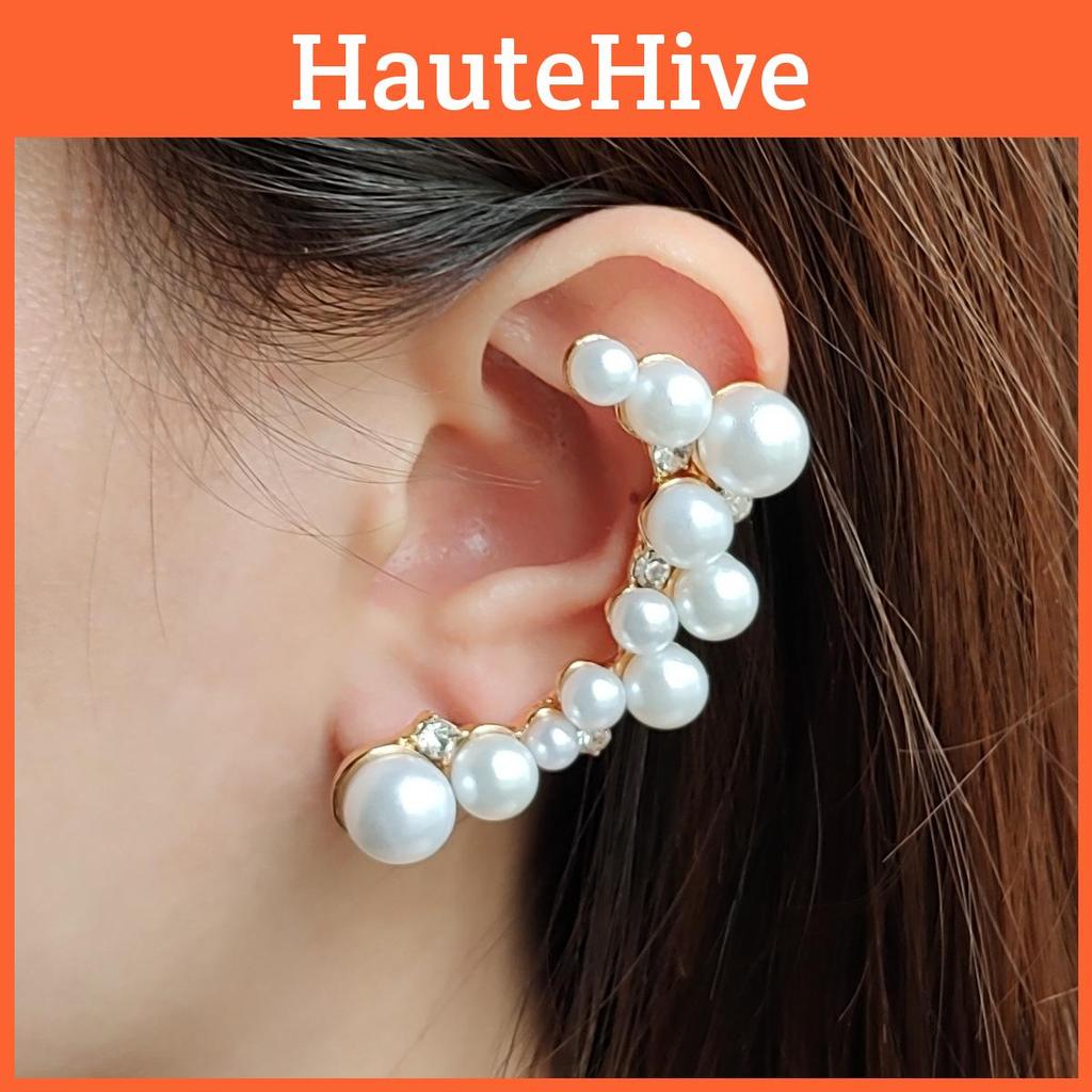Pearl Stylish Simulation Earring With Sparkling Rhinestones For Casual Wear