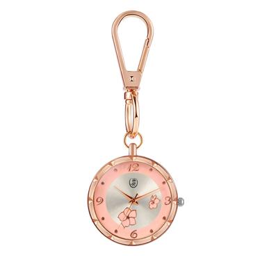 Keychain Watch Clip Carabiner Watch Pocket Watch Flower Ladies Analog Waterproof Rose Gold Fashion Accessory