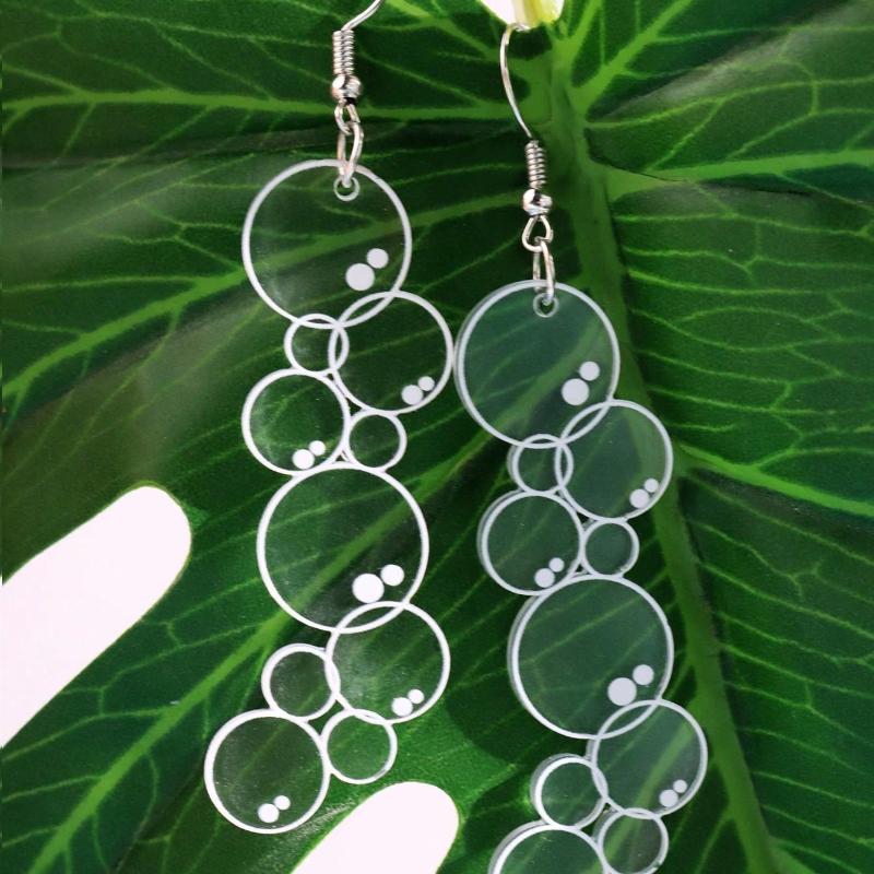1 Pair Unique Quirky Creative Fashionable Minimalist Acrylic Bubble Dangle Earrings, Cute Everyday Jewelry for Women