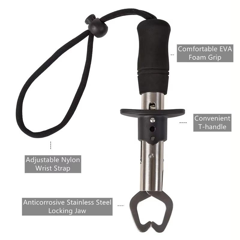 Portable Fishing Gripper Stainless Steel Fish Lip Grip Handle Catch Carp Fishing Lip Grip Fishing Tool Fishing