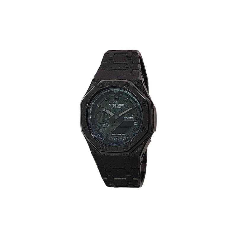 Casio Customized Watch Modified Series Farm Oak Frosted Black Stainless Steel Case Waterproof GA-2100SKE-7A(Watch3-GaiZhuang-HeiYanShiBei)