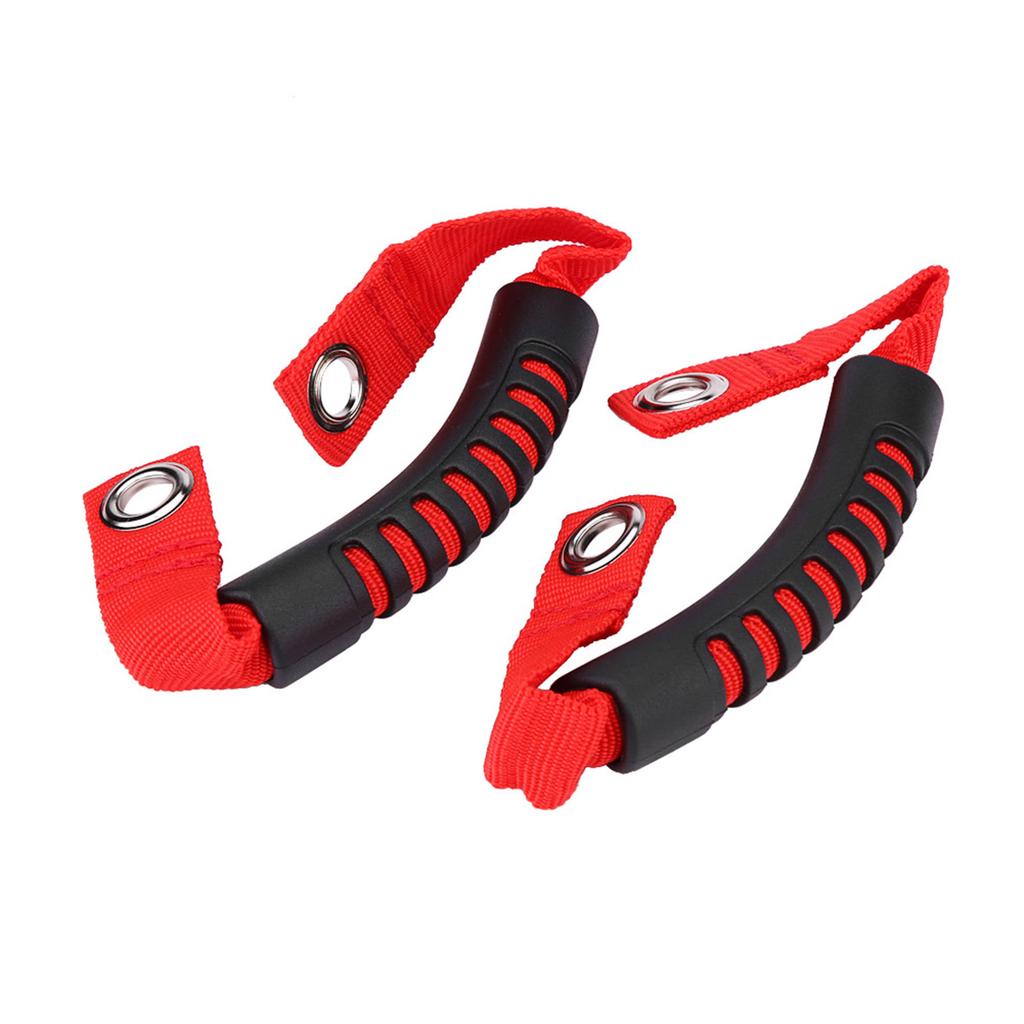2Pcs Car Rr St Back Hdrest Grab Handle Set with Hole for   NaWrangler 1995-2017 Red