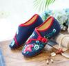 Women's Spring & Autumn Canvas Flats with Morning Glory Embroidery