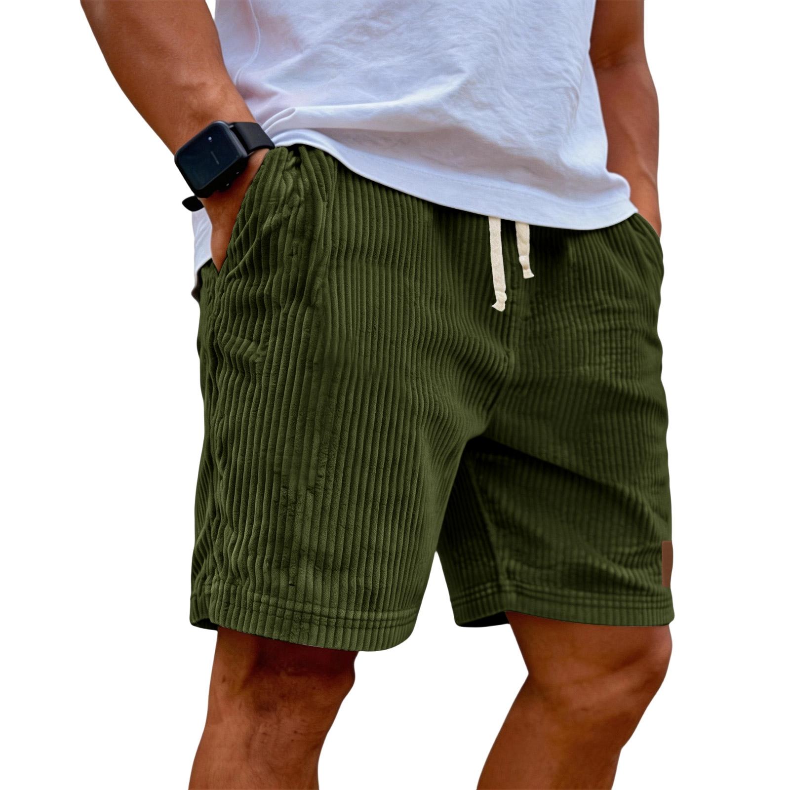 

Men s Casual Shorts With Elastic Waist Drawstring And Corduroy Fabric, Stylish Design L