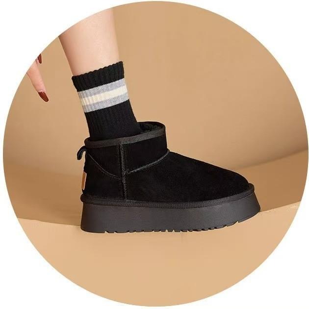 Winter Cow Anti-velvet Thick-soled Snow Boots Women's Velvet Thickened Large Cotton Shoes Snow Boots