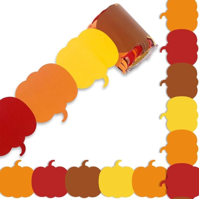 

Thanksgiving Pumpkin Border Trim Wall Sticker Bulletin Board Border Trim 32.8ft for Classroom Notice Board Chalkboards 1