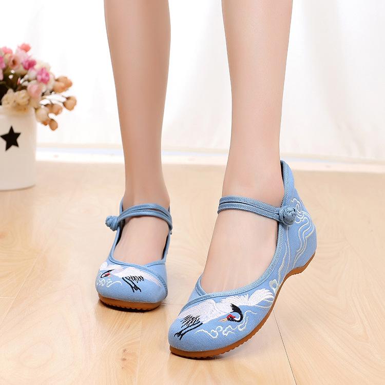 Clearance!!! No return or exchange, Yunhe, front lace-up embroidered cloth shoes, beef tendon sole ethnic style square