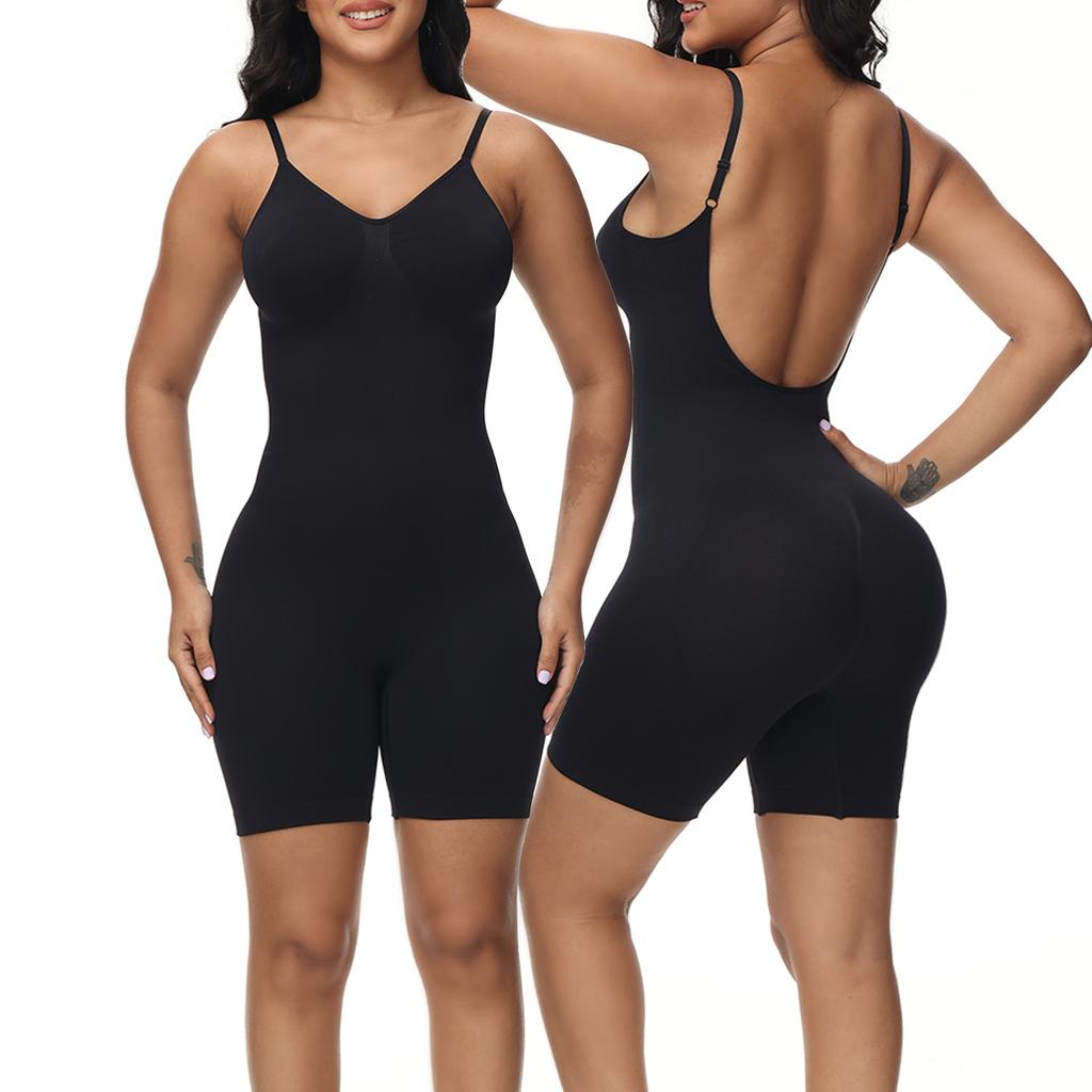 Ryggløs Shapewear Bodysuit for kvinner Magekontroll Shorts Sømløs Body Shaper Ermeløse Jumpsuits Overdeler Low Back Shaper