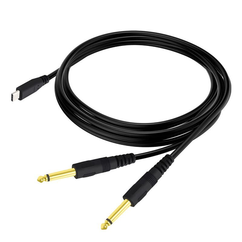 1M 1Na2 Typ-C Na Dvojitý 6,35mm Samec TS Audio Kabel USB-C Na 1/4 Palcový Audio Kabel Y Rozbočovač Samec Pro Telefon Laptop Tablet PC