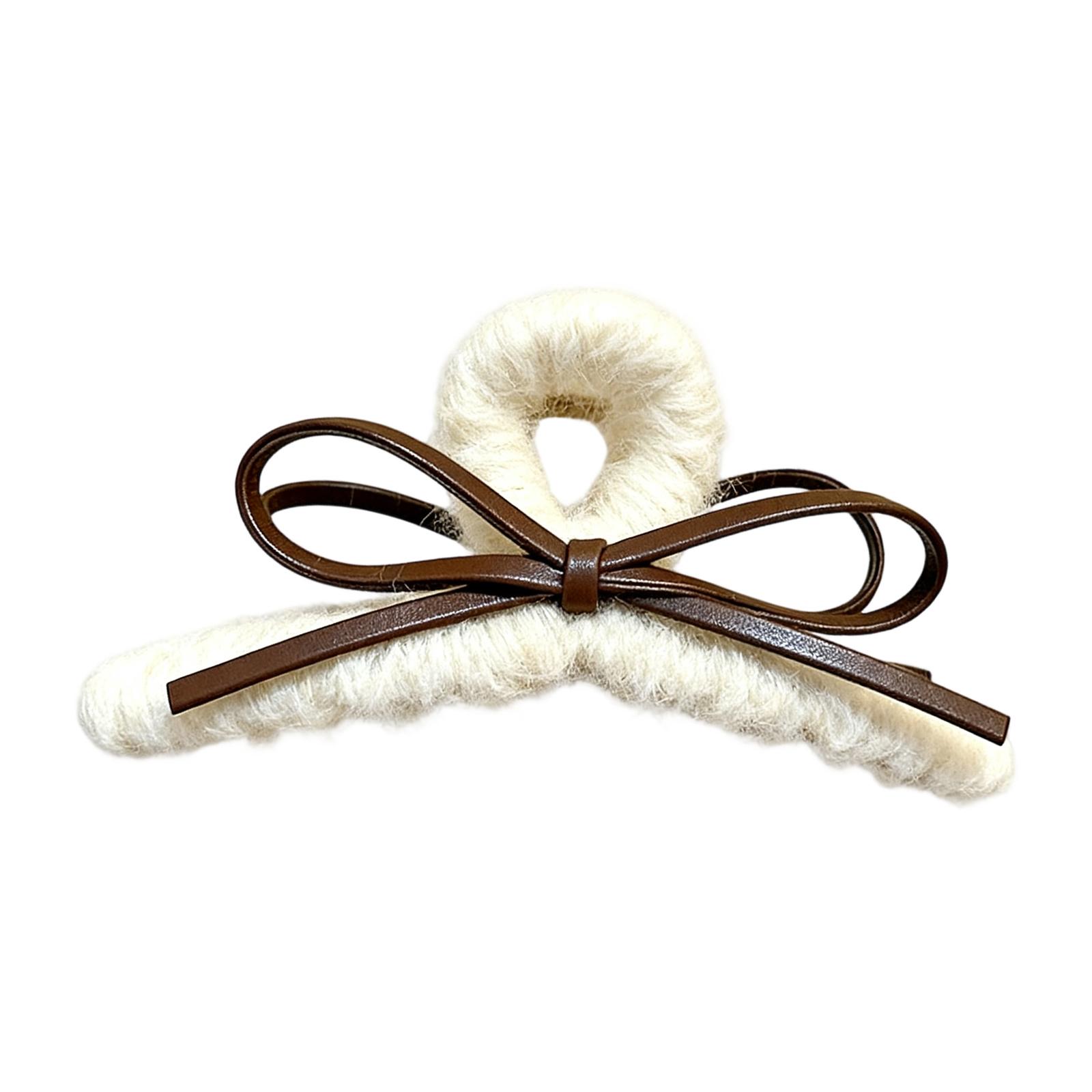 

Hair Claw Clip For Autumn Winter Features Plush Leather Bowknot Strong Hold Stylish For Most Occasion Multi Color разноцветный