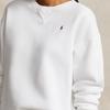 Polo Ralph Lauren FW23 Solid Color Small Pony Embroidered Casual Loose Round Neck Long Sleeve Sweatshirt Women sweatshirt White 211841662-001