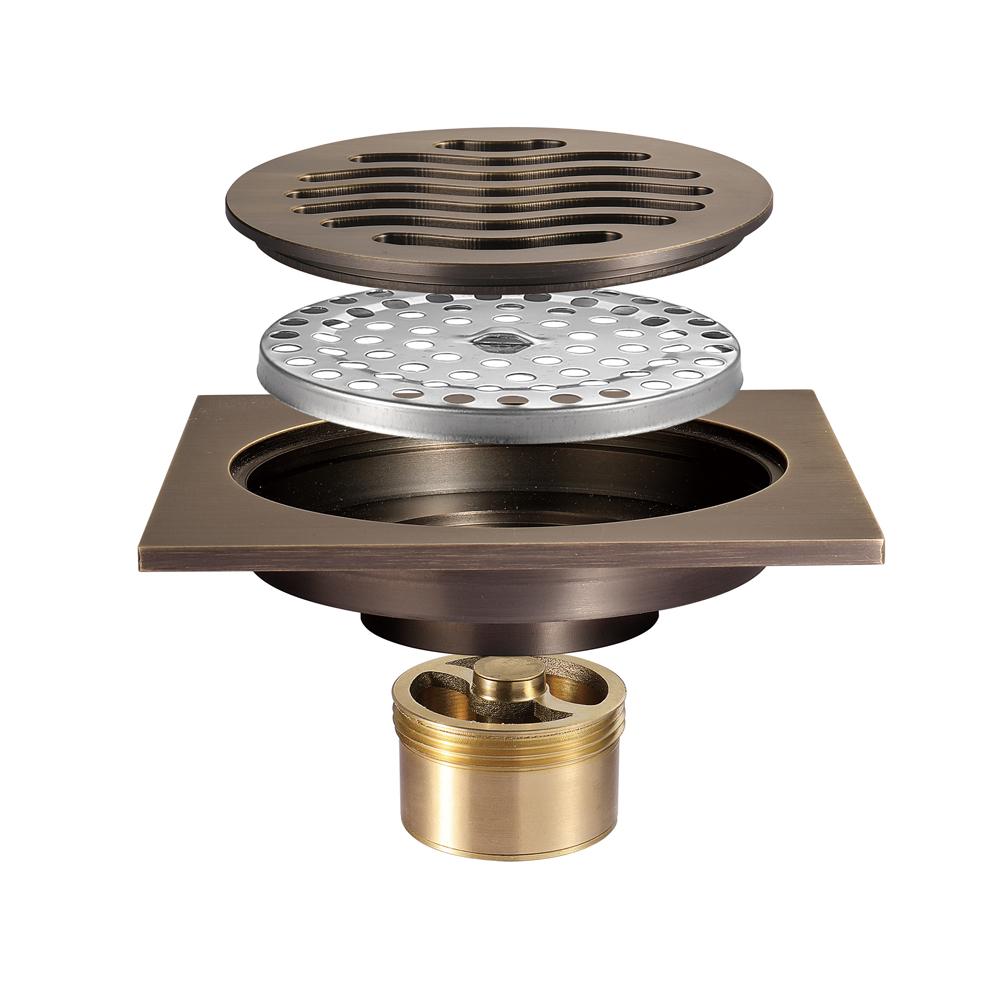Bathroom Accessories 10*10cm Shower Floor Drain Can Insert Tiles Floor Drain Cover Brass Anti-odor Floor Drain Chrome