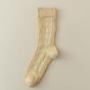Female Spring and Autumn Style Pure Color Relief Rhomboid Hollow Cotton Long Tube Pile Socks