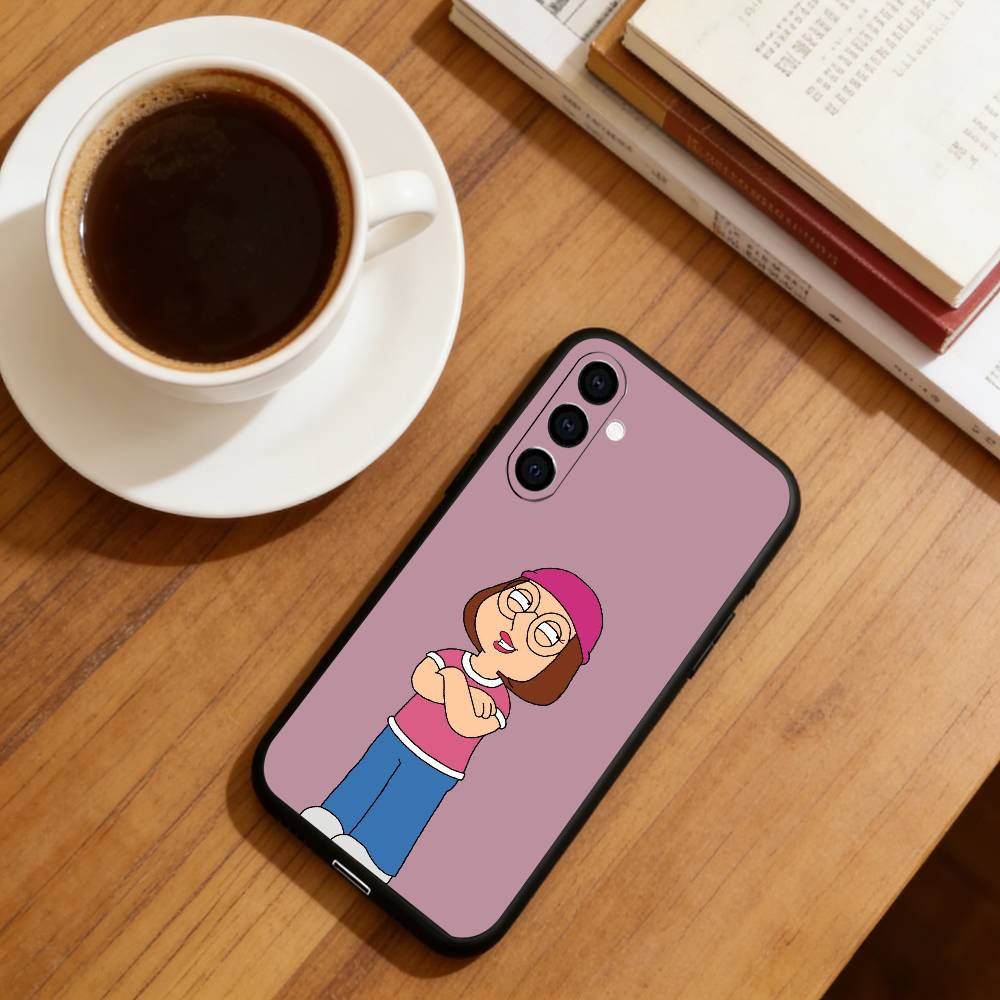Cute cartoon Unlucky Meg Phone Case For Samsung Galaxy A73,A72,A71,A70,A53,A52,A51,Soft Silicone Black Cover
