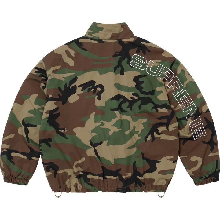 Supreme Spellout Embroidered Ripstop Track Jacket Woodland Camo