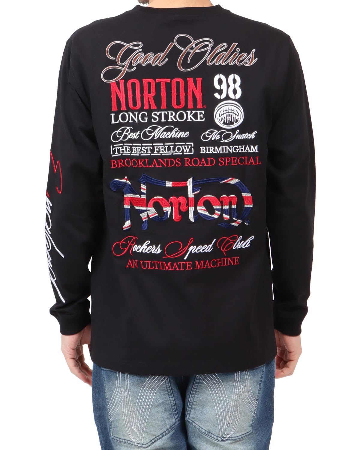 

Norton Union Jack Embroidered Long Sleeve Size for Motorcycle and Casual Men s T-Shirt, Black, M, 251N1100, Motorsports, Wear, Fall/Winter чёрный