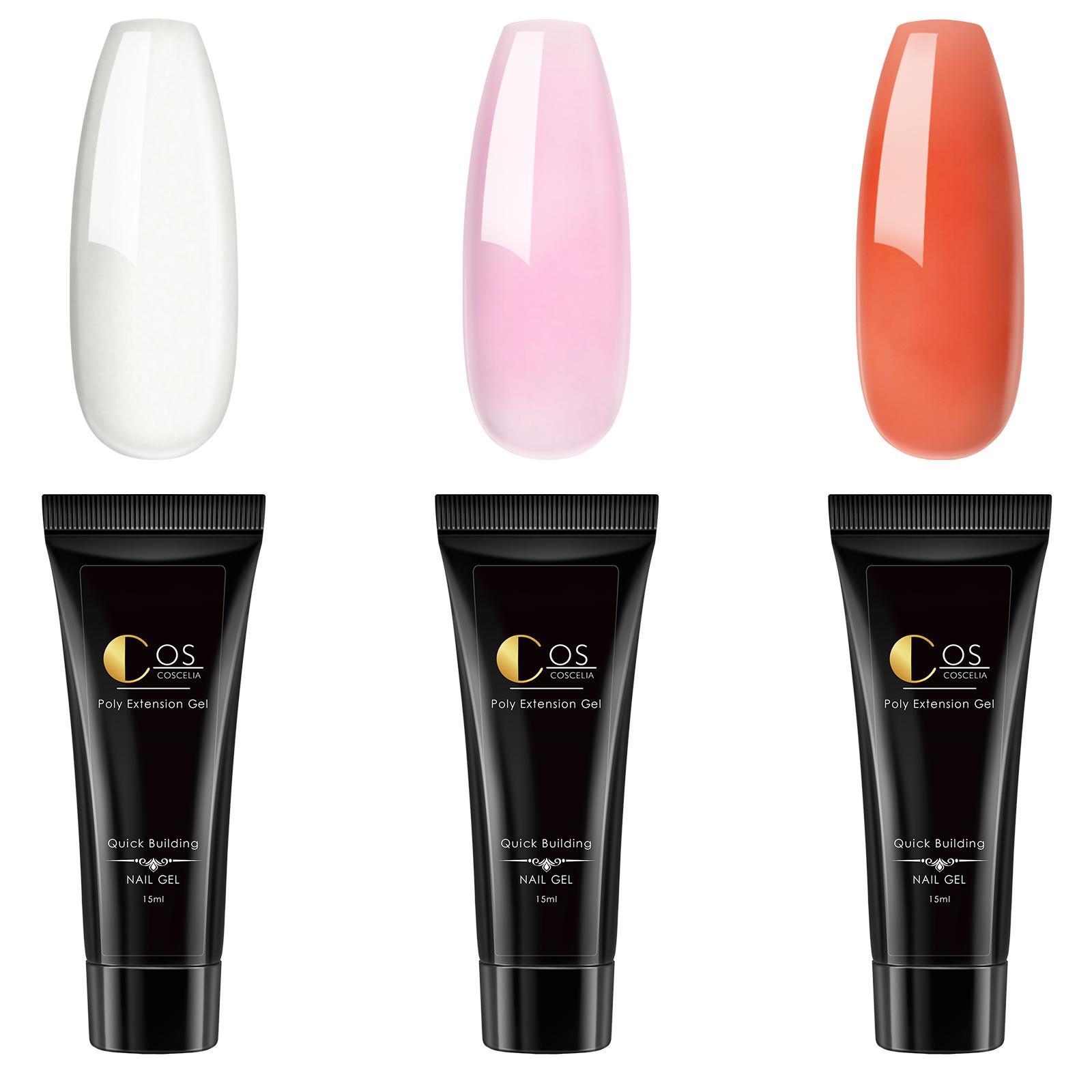 

COSCELIA 3 шт. Полигель для наращивания ногтей Поли УФ-гель для ногтей для наращивания ногтей Маникюрные инструменты Гель для наращивания ногтей Кристаллический гель для наращивания ногтей