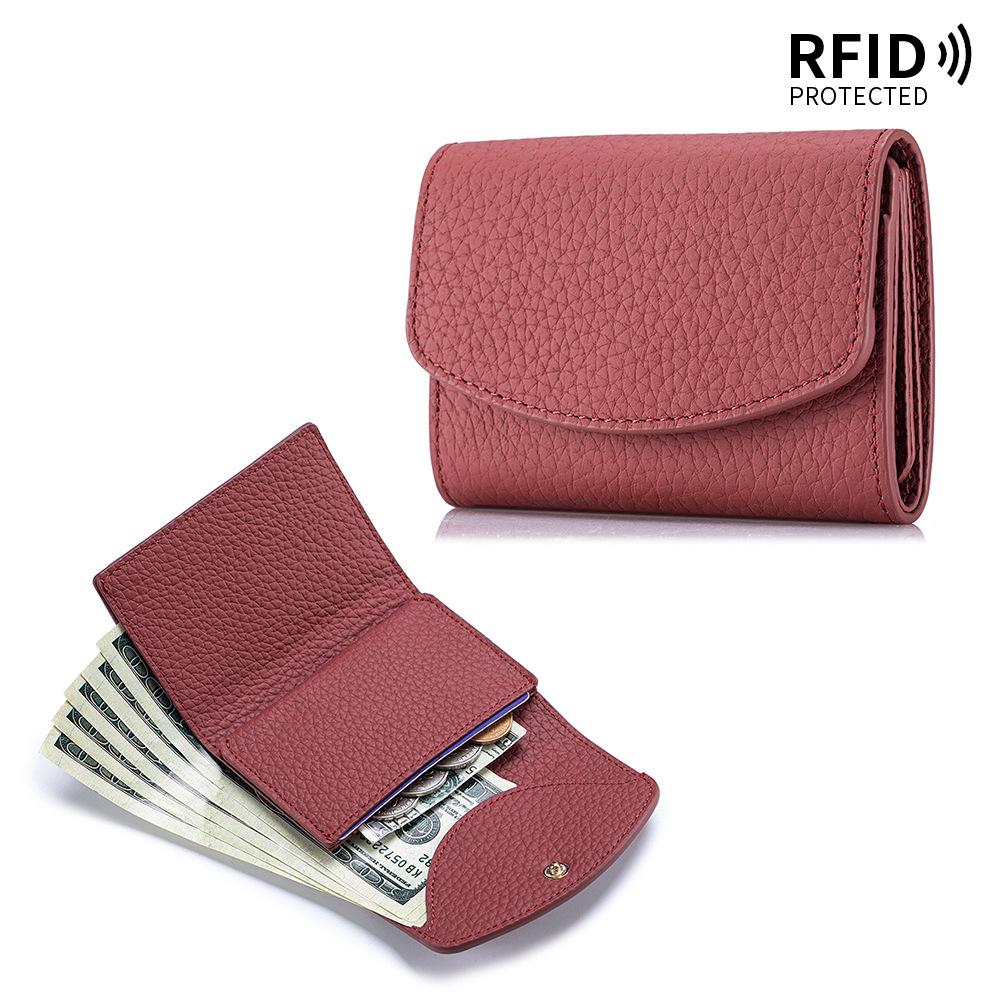Women Genuine Leather Slim Short Wallet RFID Blocking mini Wallet Credit Card Holder money clip wallet Zipper Coin pocket