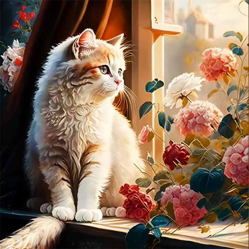 DIY Diamond Painting Cute Kitten Cross Stitch Kit Mosaic Art Diamond Painting Full Circle Diamond Home Decoration