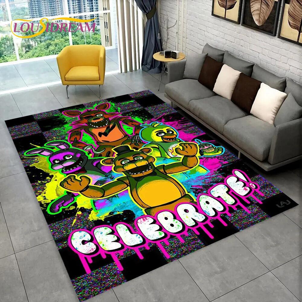 Horror Game FNAF Freddy Film Teppich Teppich für Zuhause Wohnzimmer Schlafzimmer Sofa Fußmatte Dekoration, Kinder Spielzimmer Teppich Rutschfeste Bodenmatte