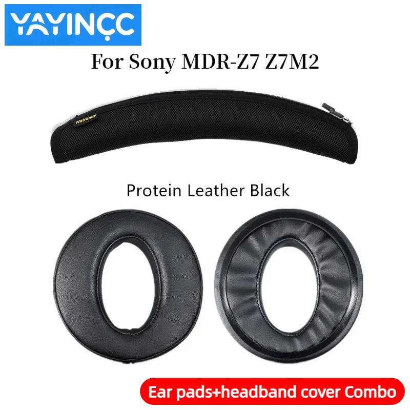 YAYINCC Replacement Ear pads+Zipper headband cover Combo for Sony MDR-Z7 Z7M2 Headset Headphones Earmuff Earpads Cover Cups