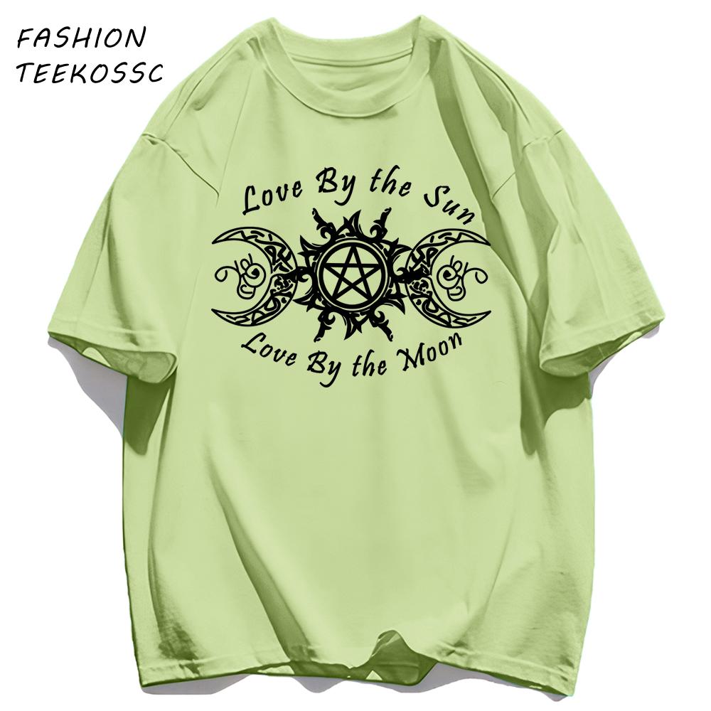 Love By The Sun And Moon Print Mens TShirt Casual Summer T Shirts Oversize AllMatch Man Streetwear Cotton Hip Hop Clothing