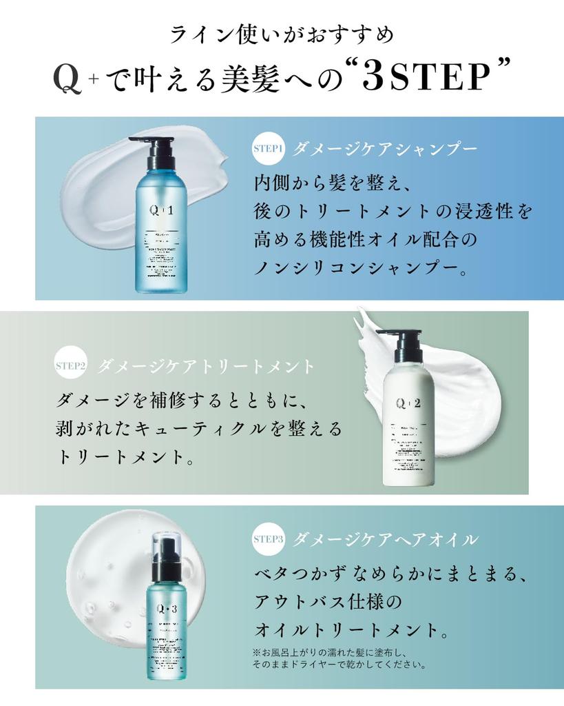 Q+ Qualitas Damage Care Shampoo and Treatment Set, Salon Exclusive, Amino Acid Shampoo, Silicone-Free, 400ml/400g
