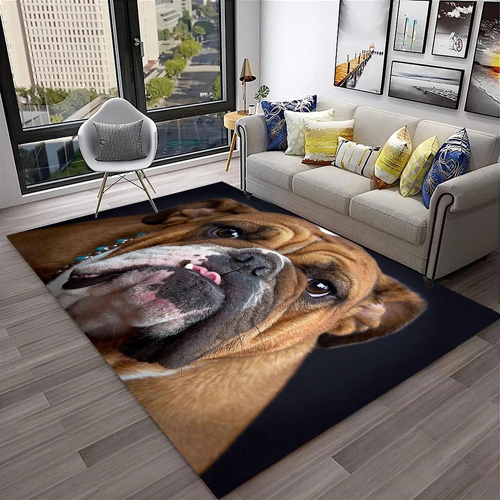 French Pit Bull Dog Pet Cartoon Carpet Rug for Home Living Room Bedroom Sofa Doormat Decor,kids Play Area Rug Non-slip Floor Mat