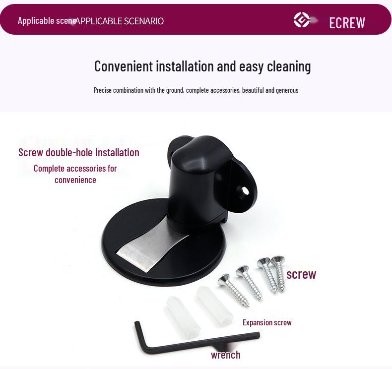 Silent Door Stopper: Hole-Free, Invisible Floor-Mounted Bumper for Bedroom and Bathroom