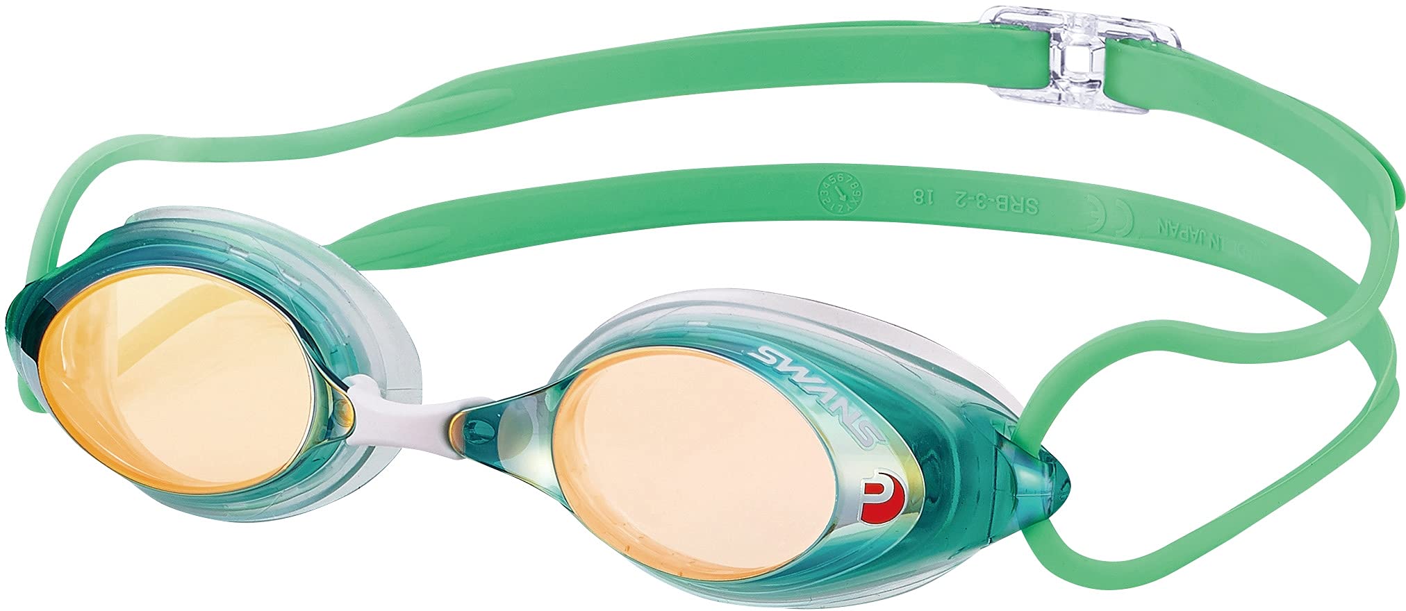 

SWANS SRX-MPAF G/OR Swimming Goggles, Made in Japan, Green with Flash Orange Mirror, Racing, with Cushion, FINA Certified