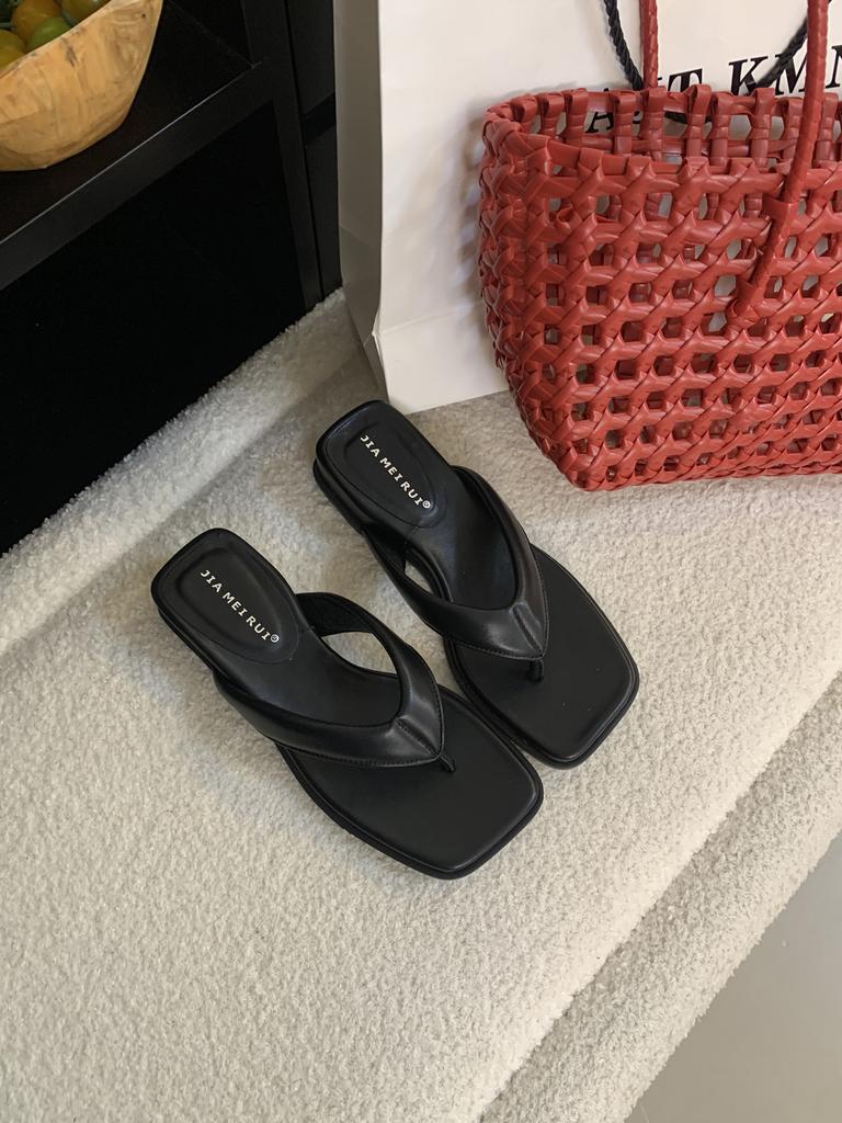 Slippers Summer Fashion Silver Square Toe Women's Outdoor Wear Thick SolePinch FeetSandals