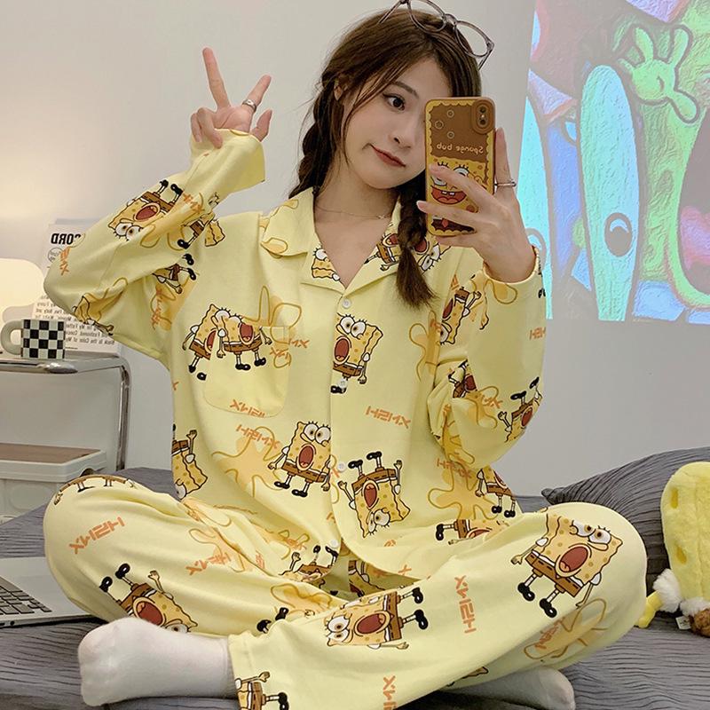 Plaid Long Sleeve Pajama Set with Pants – Spring & Autumn Style, Comfortable Home or Dorm Wear, Suitable for Outdoor Use