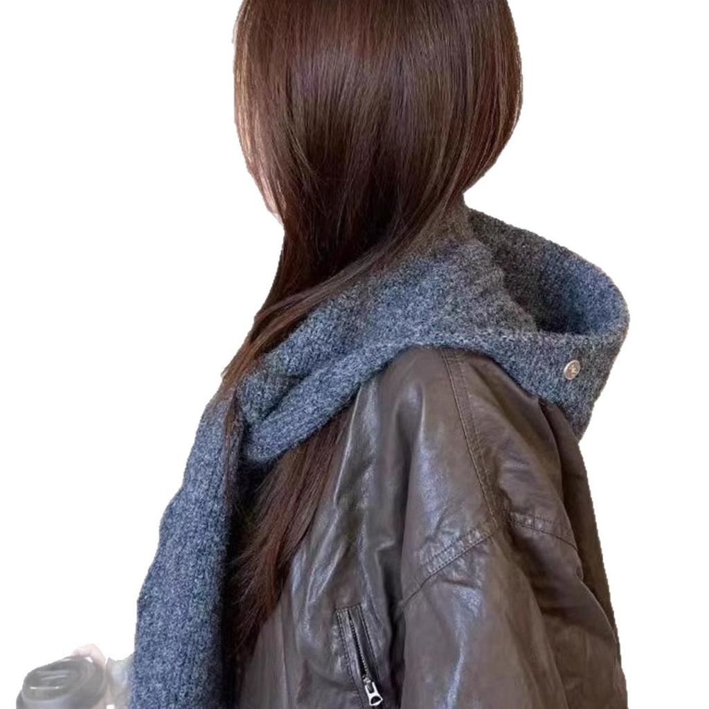 Balacara Knitted Hat Integrated Scarf Hat Korean Style Fashionable Autumn and Winter Outdoor Warm Baotou Woolen Hat