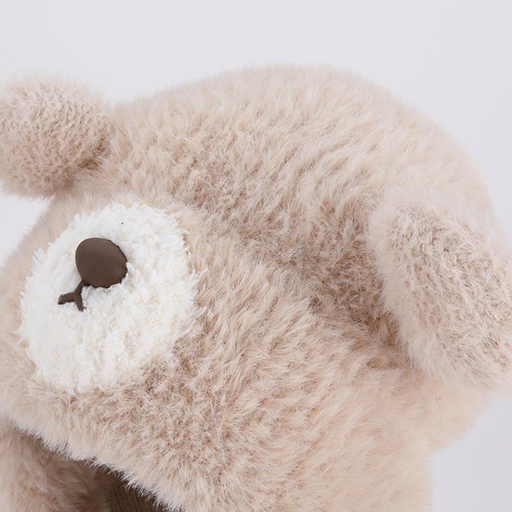 Winter Balaclava Hat Neck Gaiter Hat with Cartoon Bear Ear Design Outdoor Pullover Scarf Hat For Kids Cold Activity